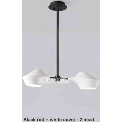 SG-D432 Creative Nordic Style Living Room Iron Chandelier Simple Modern Black Rod White Cover 2-head LED Bedroom Lamps 110V/220V