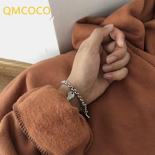 QMCOCO 925 Silver Geometry Bracelet For Women New Trend Vintage Elegant Couples Creative Multi Layer Chain Party Jewelry Gifts