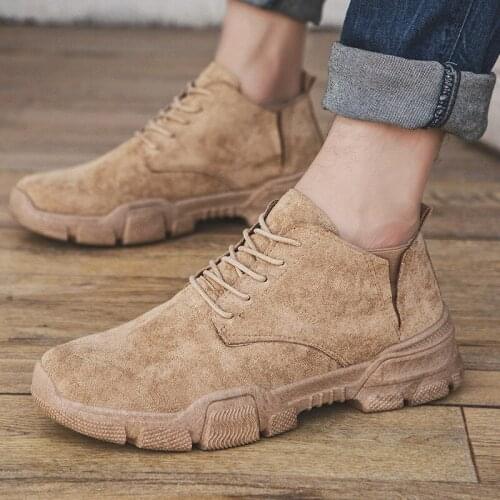 Plus Size Men Boots Solid Casual Leather Autumn Winter Ankle Boots Brand Male Suede Leather Men Shoes 2021 b89
