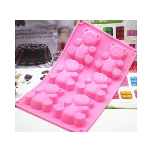 6 cavity bear shape silicone mould handmade soap Chocolate Fondant cake mould Baking mold DIY tools