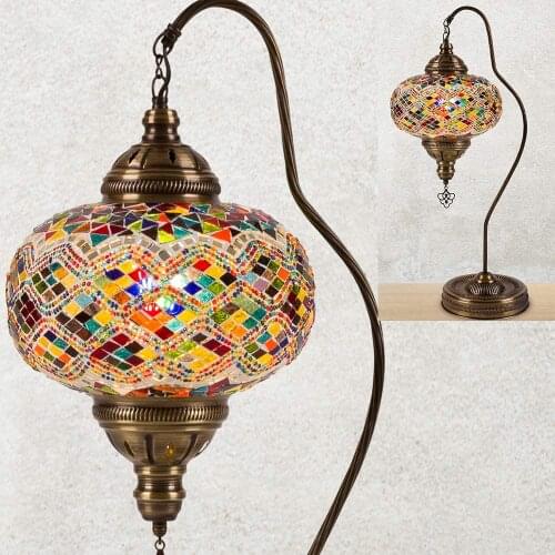 Turkish Moroccan Table Bedside Tiffany Nightstand Mosaic Light Lamp for Bedroom Living Room - Small Vintage Mosaic Decorative Co