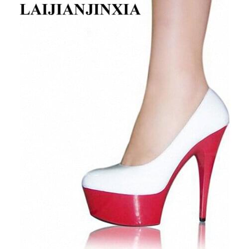 LAIJIANJINXIA Autumn Sexy Straps Ultra High Heels Women Dance Pumps Shoes Night Party 15cm High Heels Pumps Dance Shoes