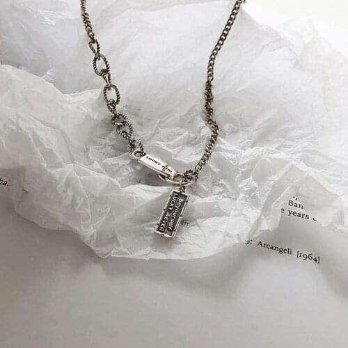 Retro Square Brand Letter Necklace Fashion Geometric Personality Jewelry For Women Feature Namour Charm Gift All Seasons