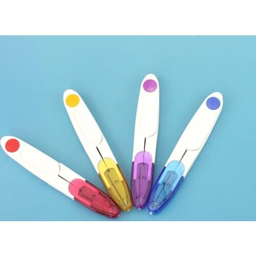 1 Pieces U-Shape Scissors Knitting and Sewing Portable Scissors with Safety Covers DIY Craft Scissors