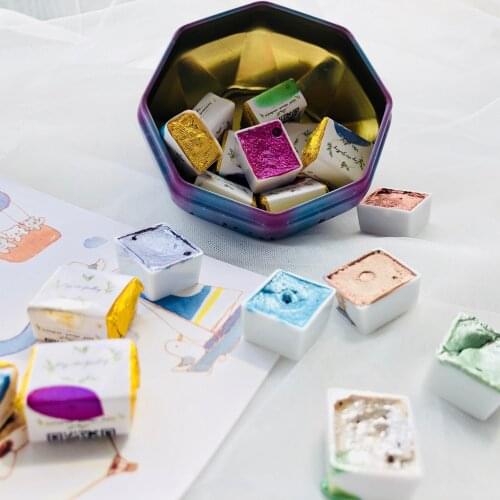 10 Colors Portable Repackaging Watercolor Pigments Handmade Pearl Light Solid Water Color Nail Art Decorations Line Draft Fusion