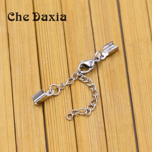 20PCS/Pack) 3mm width stainless steel Leather rope Clips Bracelet Necklace Combination buckle For DIY Handmade Jewelry Fitting