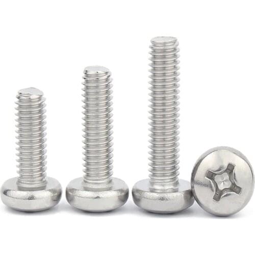 50pcs UNF 00#-90 0#-80 US Fine Thread 304 A2-70 Stainless Steel Cross Recessed Round Phillips Pan Head Screw Bolt