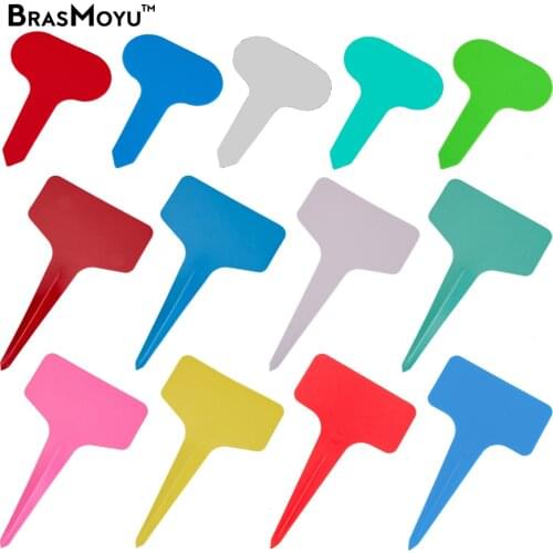 5x7/6x10cm T-Type Plant Labels Garden Nursery Flower Vegetable Potted Pot Planter Sign Markers Multicolor Waterproof Plastic Tag