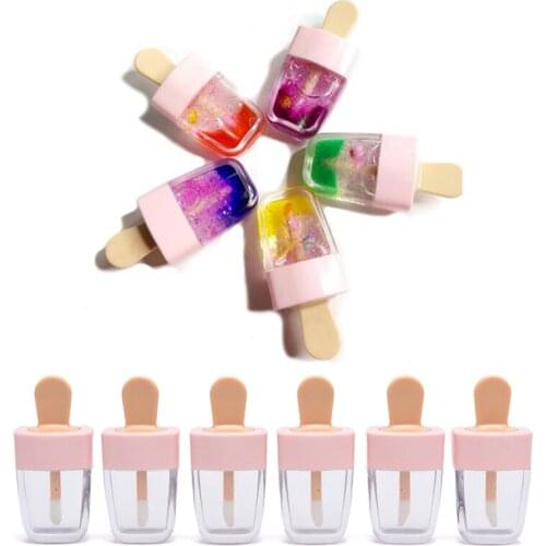 6 Pcs Unique Clear Ice Cream Eyelash Packaging Case Lollipop Candy Colored Lash Storage Container Boxes Bulk