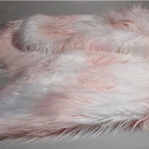 7cm Pile Pink White Jacquard Imitation Wool Fur Faux Fur Fabric DIY Clothing Hat Bag Photo Background Decoration Wedding Rug