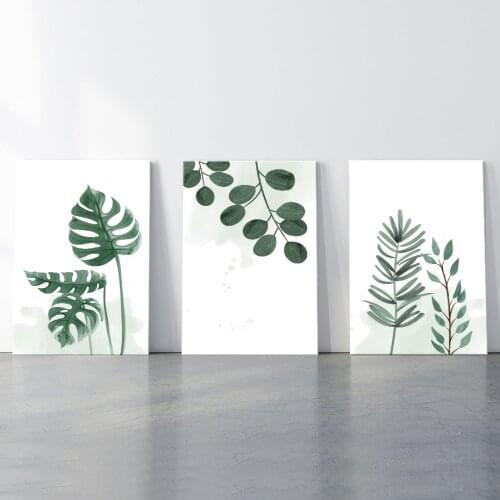 Abstract Tropical Plants Canvas Painting Modern Wall Art Nordic Green Leaves Posters and Pictures for Living Room Home Decor