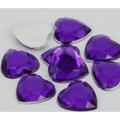 4-30MM DIY Bling Purple Color Heart Shape Acrylic Rhinestones Flatback Acrylic Stones no Glue for Hand Craft Arts Decoration