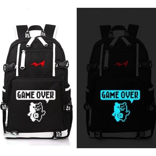 Anime Danganronpa game over Cosplay Backpack Anime monokuma Canvas Bag Luminous Schoolbag Travel Bags