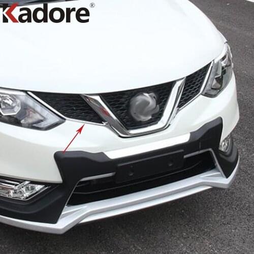 For Nissan Qashqai Rogue Sport 2014-2018 2019 Car Chrome Front Grill Cover Trims Moulding Strip Sticker Exterior Accessories