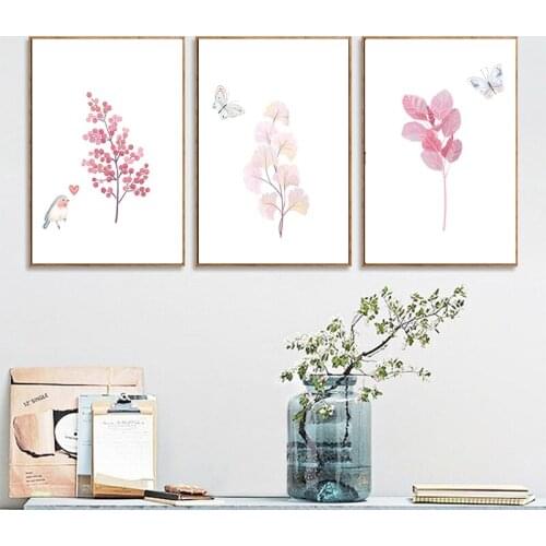 COLORFULBOY Leaves Butterfly Nordic Poster Wall Art Print Poster Canvas Painting Wall Pictures For Living Room Decor