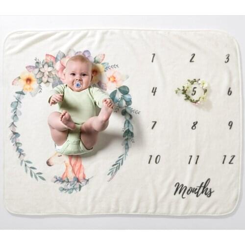 Baby Milestone Blankets Swaddle Wrap Bathing Towels Flower Printed Cute Soft Blanket DIY Infant Kids Newborn Photography Props