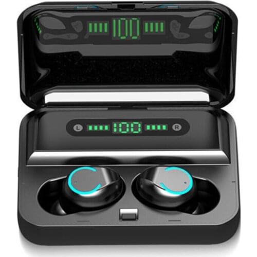 F9 Wireless Bluetooth Earphone Headphone IPX7 Waterproof Stereo Noise Cancelling Earbuds LED Display Headset with 2000mAh Power