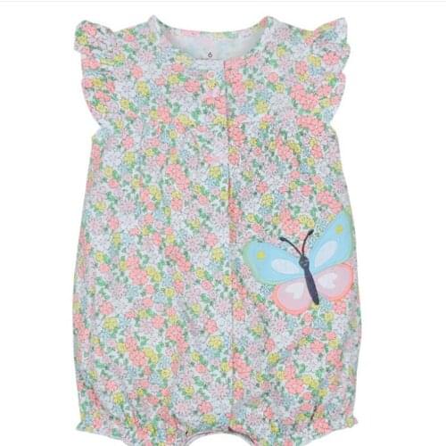 ZWF157 New Summer Infant Newborn Romper Baby Girl Clothing Flowers Pattern Jumpsuit Cute 3M-24M Baby Rompers
