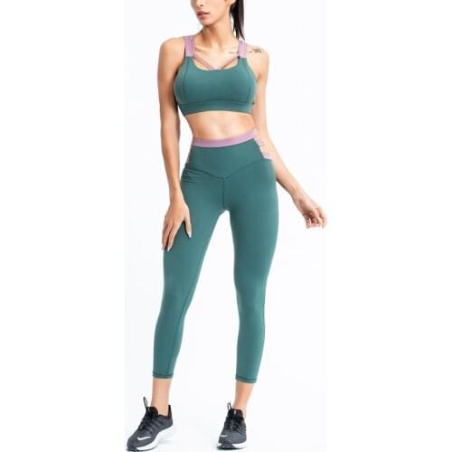 2 Piece Set Women Sport Outfits Women Yoga Clothing Summer Sports Bras + Leggings Yoga Pants Workout Gym Suit Sets Womens Suit