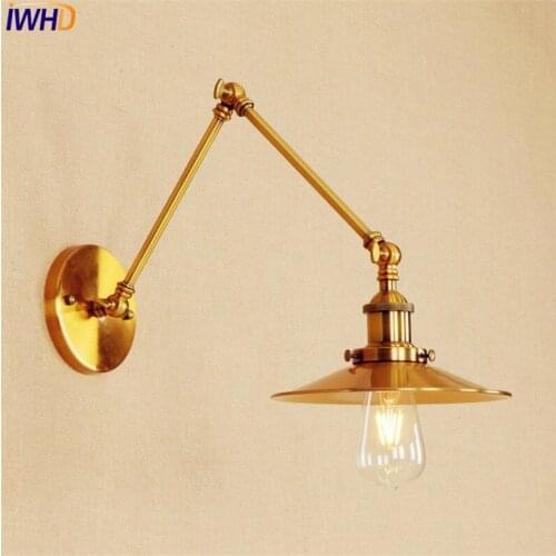 Copper Industrial Edison Wall Sconce Lampen Loft Style Retro Vintage Wall Lamp Swing Long Arm Wall Light Fixtures Antique LED