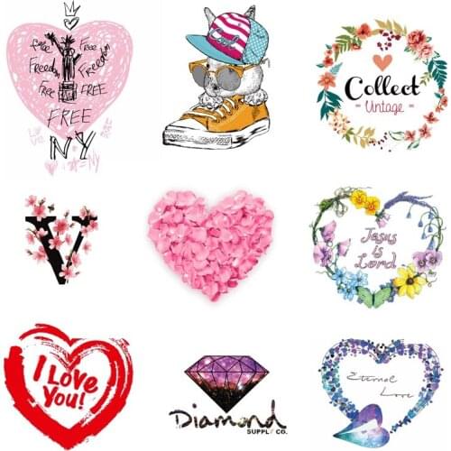 DIY Fashion/Flower Heat Transfer Patches Iron On Transfers design For Clothing Heat Transfer Vinyl Stickers For T-Shirt Applique