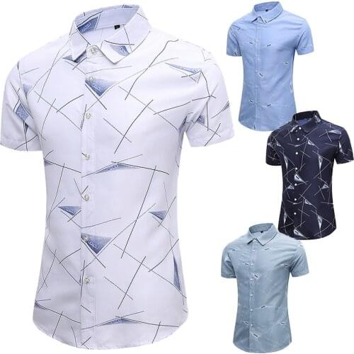 Short sleeve shirts male branded mens clothing fashion Streetwear Printed shirt Casual Holiday summer shirt men Tops