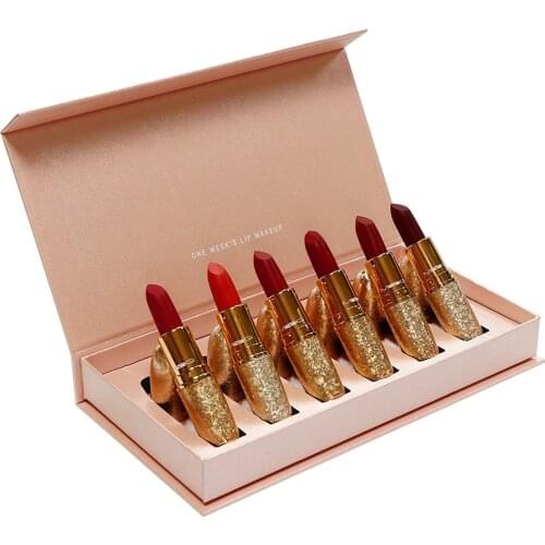 6pcs/set High-end Lipstick Set Makeup red Matte Lipstick Set Gift Box Christmas Gift Ruby Woo Lady Danger Chili Lipstick