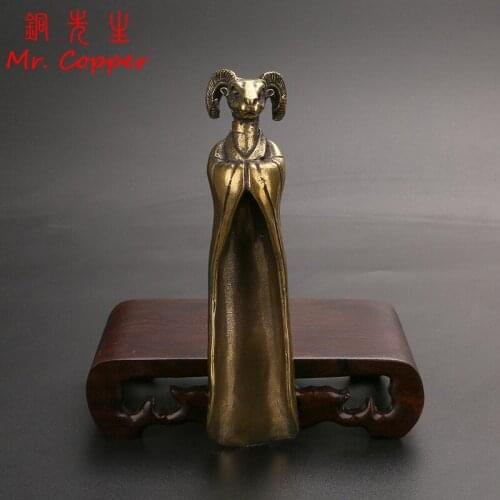 Newest Tea Scoop Shovel Brass Copper Goat Head Khazra Coffee Black Tea Spoon Powder Teaspoon Teaware Tea Ceremony Ice Cream Gift