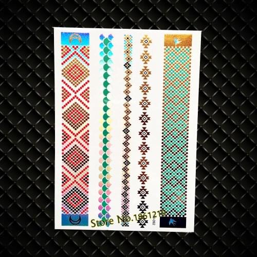 New Waterproof Henna Flash Metallic Temporary Tattoo Jewelry Sticker Women Large Sleeve Snake Skin Designs Mehndi Tattoo Paste