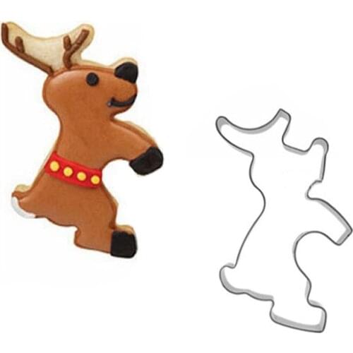 Cute Deer Cookie Cutter Stainless Steel Biscuit Knife Baking Fruit Kitchen Tools Mold Embossing Printing