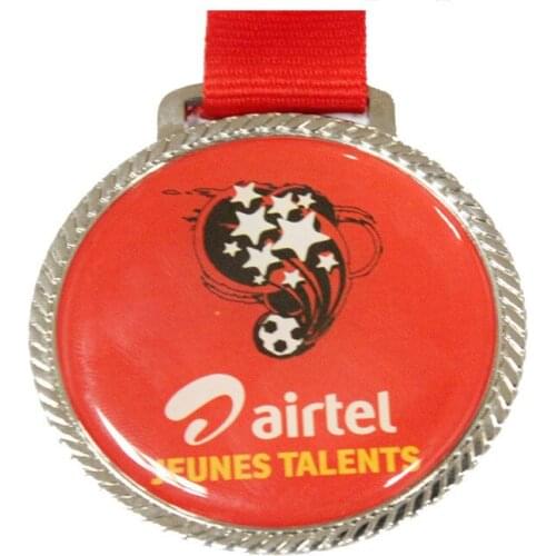 Factory wholesale enamel football game medal with ribbon sport medal