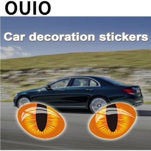 OUIO 2X 3D Cat eye car window stickers Auto for Toyota Corolla Avensis RAV4 Kia Rio Honda civic Hyundai tucson 2017 Accessories