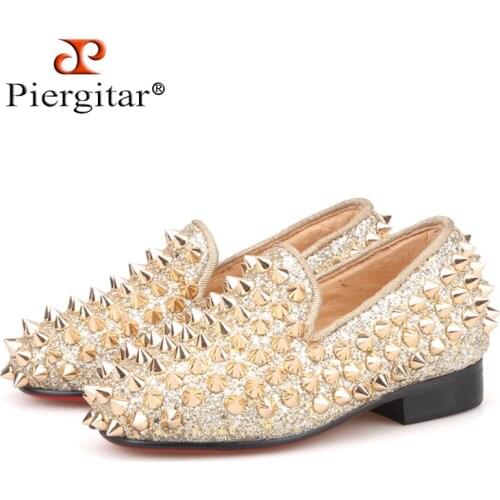 Piergitar 2019 New style Parental Shoes red cotton Children loafers comfortably insole Party and Wedding Childrens casual shoes