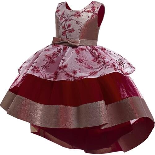 3-10 Years Princess Dress For Kids Girl Elegant Flower Girls Party Dresses Embroidery Trailing Christmas Wedding Dress Clothes
