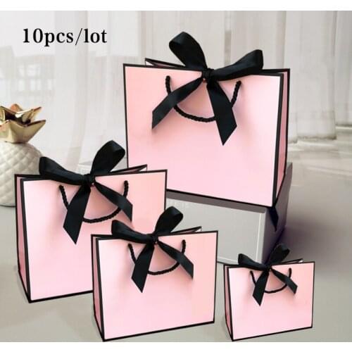 100pcs Customized logo gift bag Gold Present Box For Wedding Box Bags/Clothes Books Packaging Gold Handle Kraft Paper Gift Bag