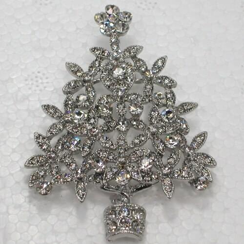 Clear Rhinestone Christmas tree Pin brooches C428 A