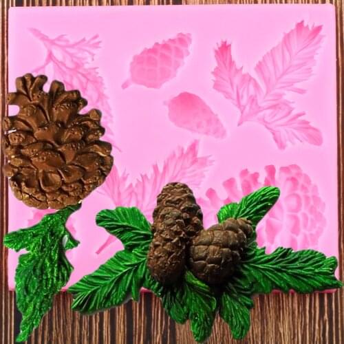 Pine Cone Silicone Mold Christmas Cake Border Fondant Molds Cake Decorating Candy Polymer Clay Chocolate Gumpaste Moulds