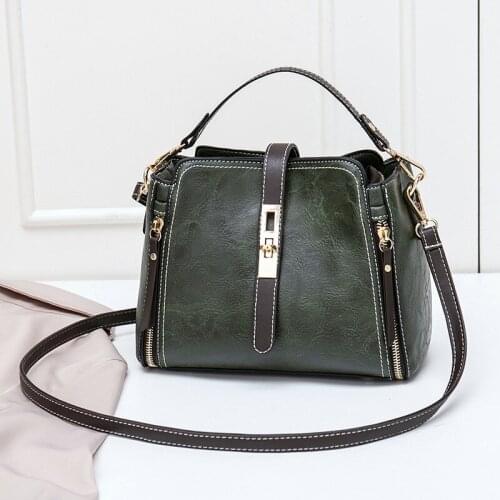 Bag women 2020 new retro all-match bucket bag PU leather lady messenger bag fashion hand single shoulder bag zipper bag