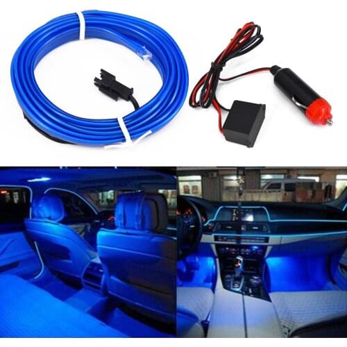 Blue Cold Light Strip Lamp Atmosphere Automotive Car LED Low power Universal