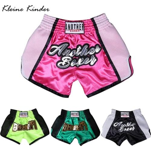 Thai Shorts Women Mens Boxing Pants Breathable Holes Fitness Training Bjj Kickboxing Shorts Kids MMA Muay Thai Grappling Trunks