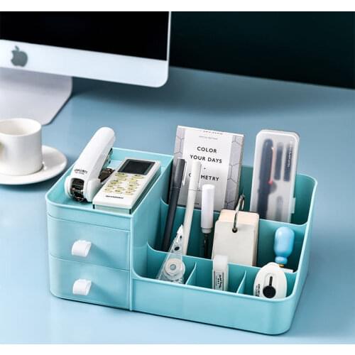Large Capacity Desk Accessories Pen Holder Pencil Storage Box Desktop Organizer Cosmetic Jewelry Storage Box