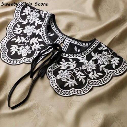 Flower Lace Fake Collar Blouse Detachable Collar Women Clothes Elegant Decor Accessories Blouse Top Vintage Lapel Lady Neckline