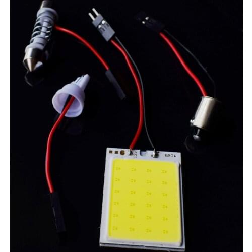 18 24 48 COB LED Panel Super White Car Reading Map Lamp Auto Dome Interior Bulb Roof Light With T10 BA9S Adapter Festoon Base