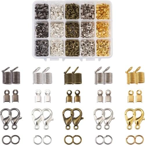 1825pcs/Box Iron Cord Ends Alloy Lobster Claw Clasps For DIY Jewelry Accessories Cord Ends Findings Kits
