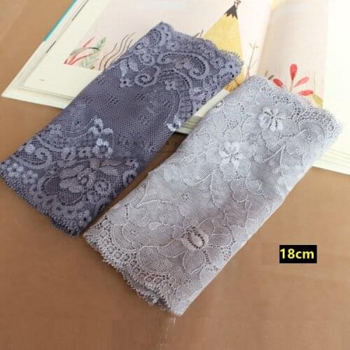 2Meters/lot 18cm wide Dark grey/grey stretch smooth lace Luxury skirt underwear clothing lace accessories X185