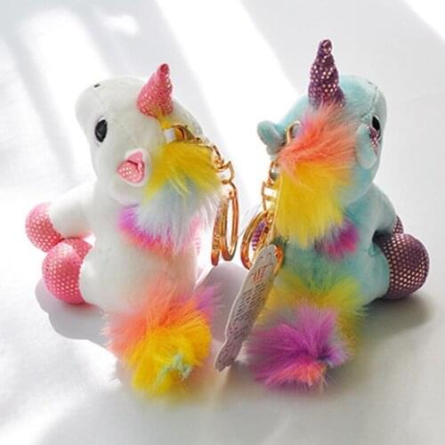 2020 Cute Approx Unicorn Plush Toys For Festival Keychain Plush Doll Toy Kids Gift Small Pendant Chain
