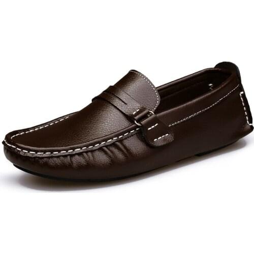 2020 Fashion Soft Leather Men Loafers Handmade Casual Shoes Men Moccasins For Men Leather Flat Shoes Size 38-48 Driving Shoes
