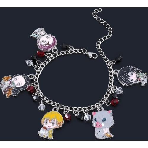 Anime Demon Slayer Kimetsu no Yaiba Charms Bracelet Tanjirou Nezuko Agatsuma Zenitsu Rengoku Kyoujurou Figure Bangle Jewelry