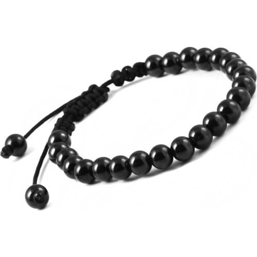 8mm Micro Pave Black Stoppers Beads New Anil Arjandas Macrame Bracelets,Briading Macrame Bracelet For Men Jewelry BC-0064