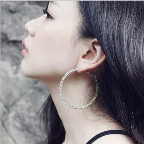 Full Crystal Hoop Earrings for Women 2018 Fashion Jewelry Party Gift 2.5-6.6cm Crystal Hoop Earrings
